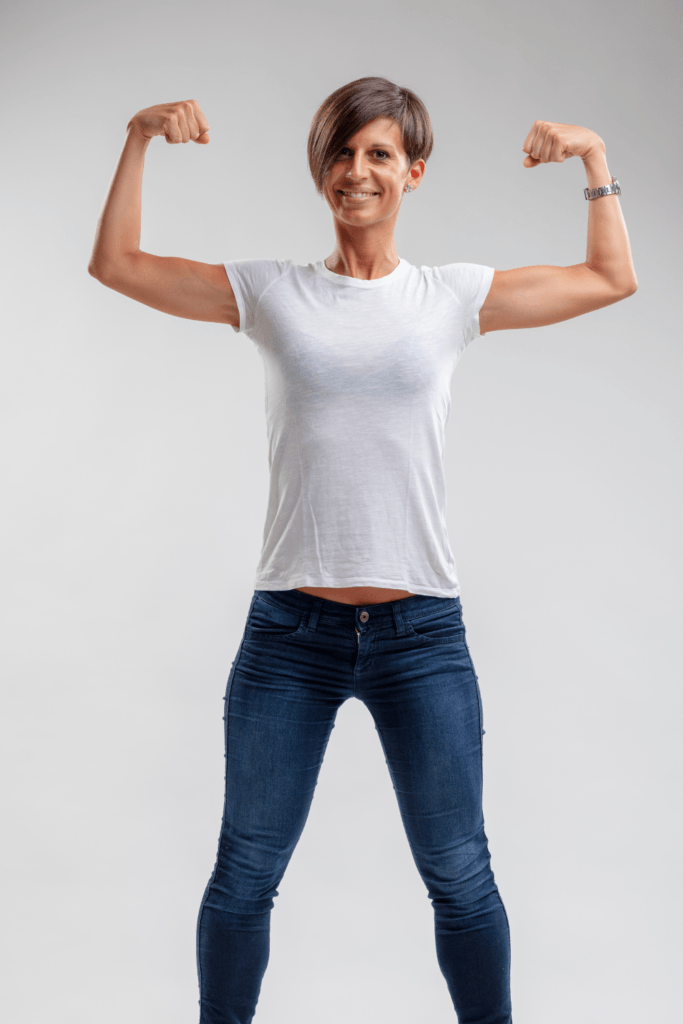 woman showing off her biceps