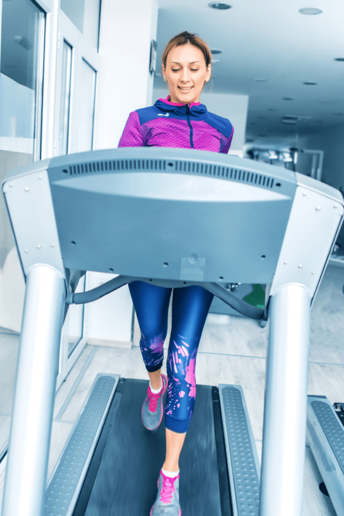 woman running on a treadmill