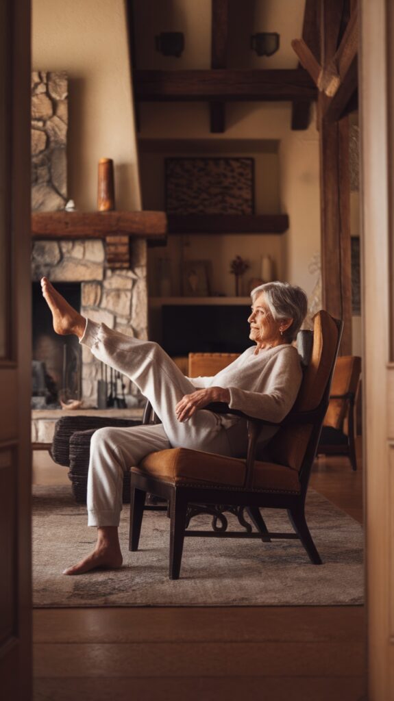 woman performing a chair exercise