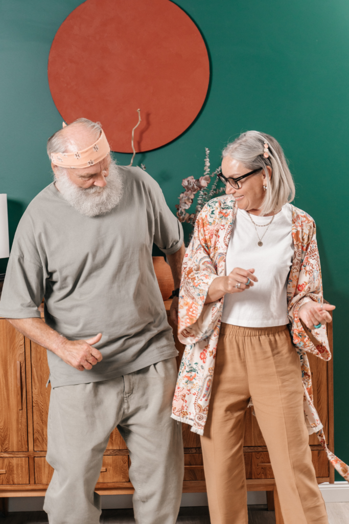 seniors exercising at home