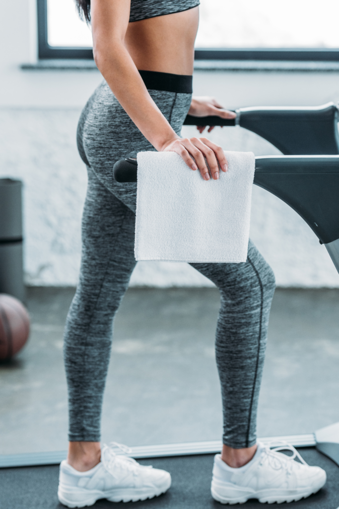 woman exercising at home