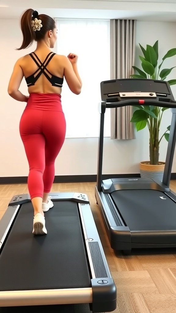 woman on a walkimng pad