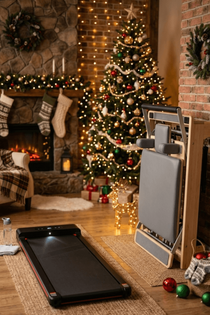 Fitness gifts including a foldable pilates reformer and a walking pad