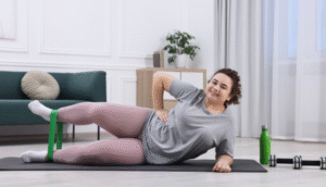 woman using resistance bands