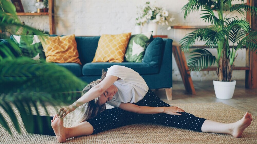 Woman exercising at home