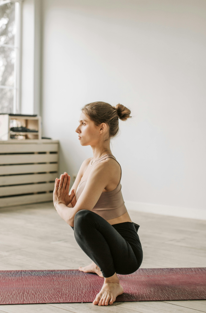 woman getting fit at home