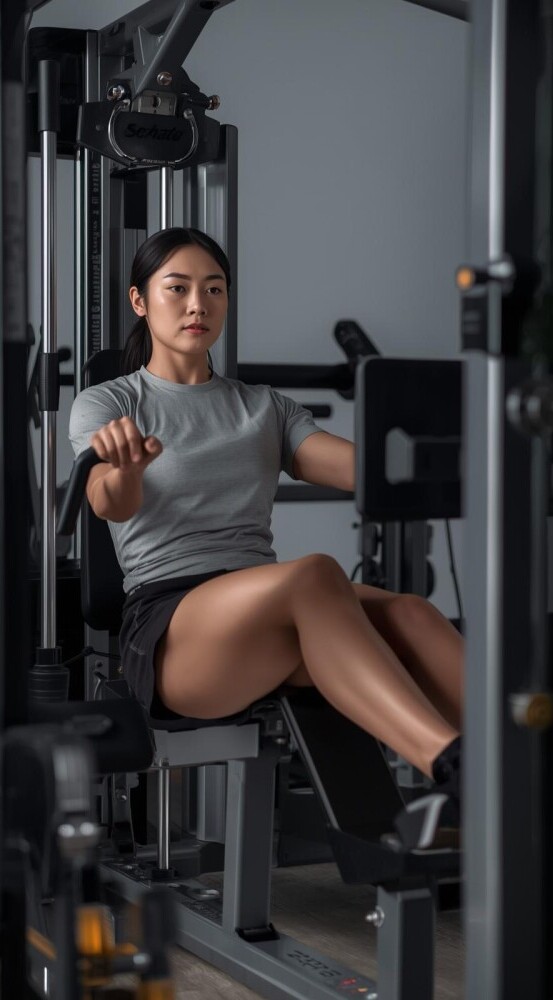 woman on a leg press machine