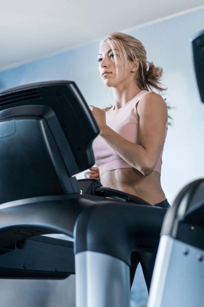 woman exercising on a treadmill